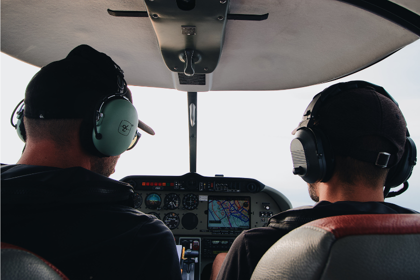 GA pilot wearing an ANR aviation headset